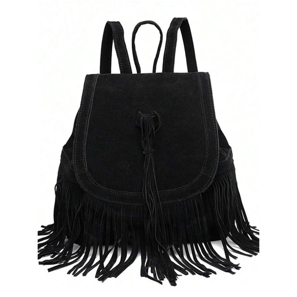 Vegan Suede Western Fringe Backpack - Picture 8 of 12